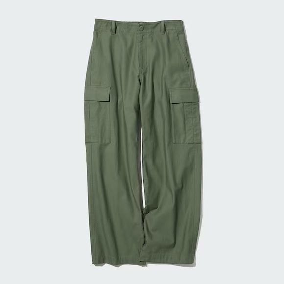 Uniqlo Women's Olive Wide Leg Cargo Pants - Picture 1 of 5